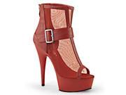 Pleaser DEL600 23_RPU_M 6 1.75 in. Platform Peep Toe Mesh Boot with Back Zip Red Size 6