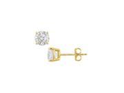 Fine Jewelry Vault UBERAGVY4RD400CZ 18K Yellow Gold Vermeil Sterling Silver CZ Stud Earrings Totaling Four Carat Cubic Zirconia