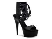 Pleaser DEL600 14_BPU_M 7 1.75 in. Platform Front Lace Up Ankle High Sandal Black Size 7