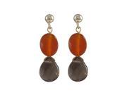 Dlux Jewels Smoky Carnelian Semi Precious Stones with 1.20 in. Gold Plated Sterling Silver Ball Post Earring