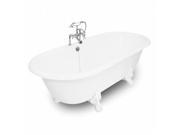 American Bath Factory T151F WH Winston 67 in. White Cast Iron Bath Tub White Metal Finish Large