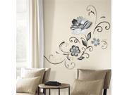 Room Mates RMK2783GM Black And White Flower Scroll Peel And Stick Giant Wall Decals
