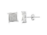 YGI Group SSE223 Sterling Silver Square Micropave Stud Earrings With Cubic Zirconia