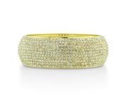 SuperJeweler Dazzling Gold Tone Golden Crystal 1 in. Wide Domed Bangle Bracelet