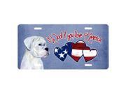 Carolines Treasures SS5020LP Woof If You Love America White Natural Boxer License Plate