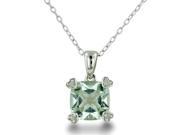 SuperJeweler 1.75 Ct. Cushion Cut Green Amethyst And Diamond Necklace. 18 in. Chain