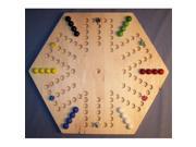 THE PUZZLE MAN TOYS W 1937 Wooden Marble Game Board Aggravation 20 in. Hexagon 6 Player 6 Hole Hard Maple