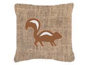 Skunk Burlap and Brown Canvas Fabric Decorative Pillow BB1125