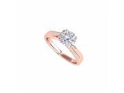 Fine Jewelry Vault UBNR50859EAGVRCZ Round CZ Engagement Ring in 14K Rose Gold Vermeil