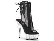 Pleaser DEL1018MSH_B MS_C 12 1.75 in. Platform Open Toe and Heel Mesh Ankle Boot Black Clear Size 12