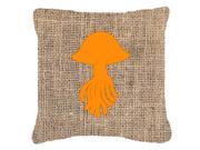 Jellyfish Burlap and Orange Canvas Fabric Decorative Pillow BB1089