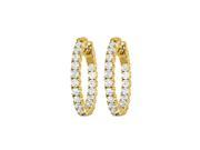 Fine Jewelry Vault UBNER40906Y14D20044 Diamond Hoop Earrings for Women in 14K Yellow Gold 2 CT TDW