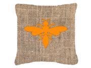 Wasp Burlap and Orange Canvas Fabric Decorative Pillow BB1054