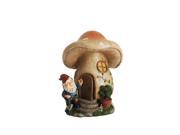 NorthLight 12 in. Forest Gnome with Mushroom House Outdoor Patio Garden Statue