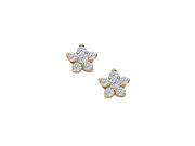 Fine Jewelry Vault UBNER40433Y14CZ April Birthstone Cubic Zirconia 6 Stone Cluster Earrings in 14K Yellow Gold
