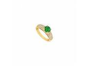 Fine Jewelry Vault UBJ1786Y14DE 101RS4 Emerald Diamond Engagement Ring 14K Yellow Gold 1.50 CT Size 4