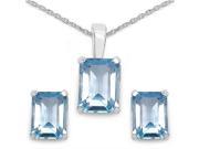 Majesty Diamonds Octagon Cut Blue Topaz Gemstone Pendant Set in 0.925 Sterling Silver With Chain 3.2 Carat