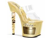 Pleaser FLAM808_C_M 6 Ankle Strap Platform Sandal Clear Size 6