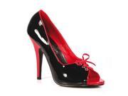 Pleaser SED216_BR 8 Pump Shoe with Contrast Piping Bow Black Red Size 8