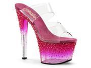 Pleaser STDUS702 2_C_HP 10 2.75 in. Tinted Platform Two Band Slide with Rhinestone Hot Pink Clear Size 10