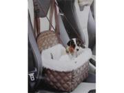 NorthLight White Faux Synthetic Fur Chocolate Brown Diamond Patterned Luxurious Traveling Pet Car Seat