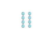 Fine Jewelry Vault UBER55W14AQ 14K White Gold Round Created Aquamarine Drop Earrings with Eight Carat Total Gem Weight