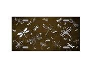 Smart Blonde LP 7701 Brown White Dragonfly Print Oil Rubbed Metal Novelty License Plate