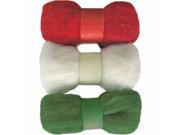 Dimensions 72 08256 Feltworks Roving Trio Pack 1.58oz Red White Green