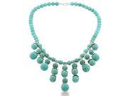 SuperJeweler Regal Chandelier Style Turquoise And Silver Tone Beaded Necklace