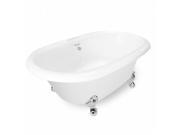 American Bath Factory T091A CH DM 7 Duchess 72 in. White Acrastone Tub Drain Chrome Metal Finish Large