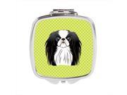 Carolines Treasures BB1292SCM Checkerboard Lime Green Japanese Chin Compact Mirror 2.75 x 3 x .3 In.