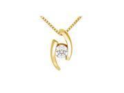 Fine Jewelry Vault UBPD2454AGVYCZ Fashion Cubic Zirconia Pendant in Yellow Gold Vermeil over 925 Sterling Silver 0.25 CT TGW