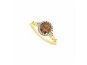 Fine Jewelry Vault UBNR50567AGVYCZSQ June Birthstone Round Smoky Quartz CZ Engagement Ring in 18K Yellow Gold Vermeil 6 Stones