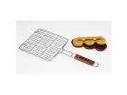 Bull Outdoor Products 24110 Stainless Mini Burger Grilling Basket formed wire Triple Patty Press