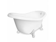 American Bath Factory T021A WH DM 7 Marilyn 67 in. White Acrastone Tub Drain White Metal Finish Large