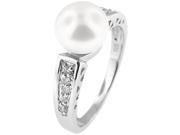 Doma Jewellery MAS01383 7 Sterling Silver Ring with freshwater Pearl and CZ Size 7