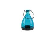 NorthLight 6.25 in. Transparent Blue Glass Bottle Tea Light Candle Lantern