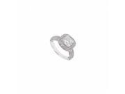 Fine Jewelry Vault UBJ8773W14CZ Engagement Ring in 14K White Gold With Princess Cut Round CZ of 1.50 CT