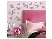 Room Mates RMK2637SCS Glitter Butterflies Peel And Stick Wall Decals