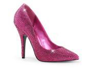 Pleaser SED420RS_HPSA 8 Rhinestone Covered Pointed Toe Pump Shoe Hot Pink Size 8