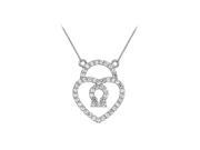 Fine Jewelry Vault UBPDS84407W14CZ Cubic Zirconia Petite Heart Lock Charm Pendant in 14kt White Gold 0.50.ct.tw