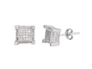 YGI Group SSE205 Sterling Silver Square Micropave Stud Earrings With Cubic Zirconia