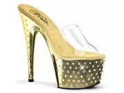 Pleaser FLAM802_C_M 6 Two Band Platform Slide Shoe Clear Size 6