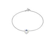 Fine Jewelry Vault UBBRPDH124W14S Sapphire Heart Bracelet in 14K White Gold 0.10.ct.tw