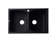 ALFI Brand AB3220DI BLA Drop In Double Bowl Granite Composite Kitchen Sink Black 32 in.