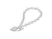 Fine Jewelry Vault UBBRSBRC277AG Sterling Silver Cable Bracelet with Heart Charm 5.75mm Valentines Day Love Jewelry