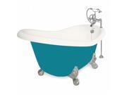 American Bath Factory T011F SN BP Ascot 60 in. Bisque Acrastone Bath Tub Satin Nickel Metal Finish Large