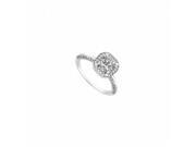 Fine Jewelry Vault UBJS3155AW14CZ Halo Engagement Ring Princess cut CZ in 14K White Gold 1 CT TGW