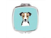 Carolines Treasures BB1199SCM Checkerboard Blue Jack Russell Terrier Compact Mirror 2.75 x 3 x .3 In.