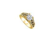 Fine Jewelry Vault UBNR50346Y14CZ CZ Engagement Ring in 14K Yellow Gold